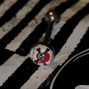 14g Pirate Skull and crossbone Tongue Ring